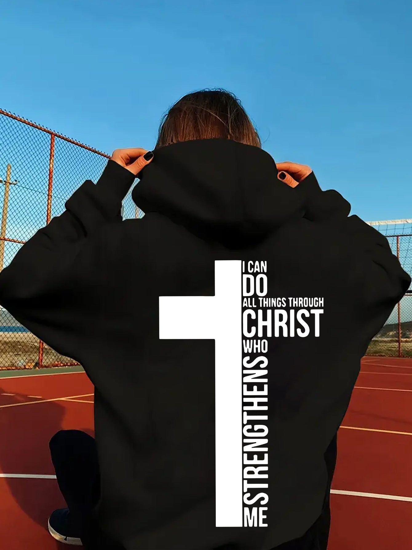 Casual Strikket Polyester Hoodie Til Kvinder Med Insp