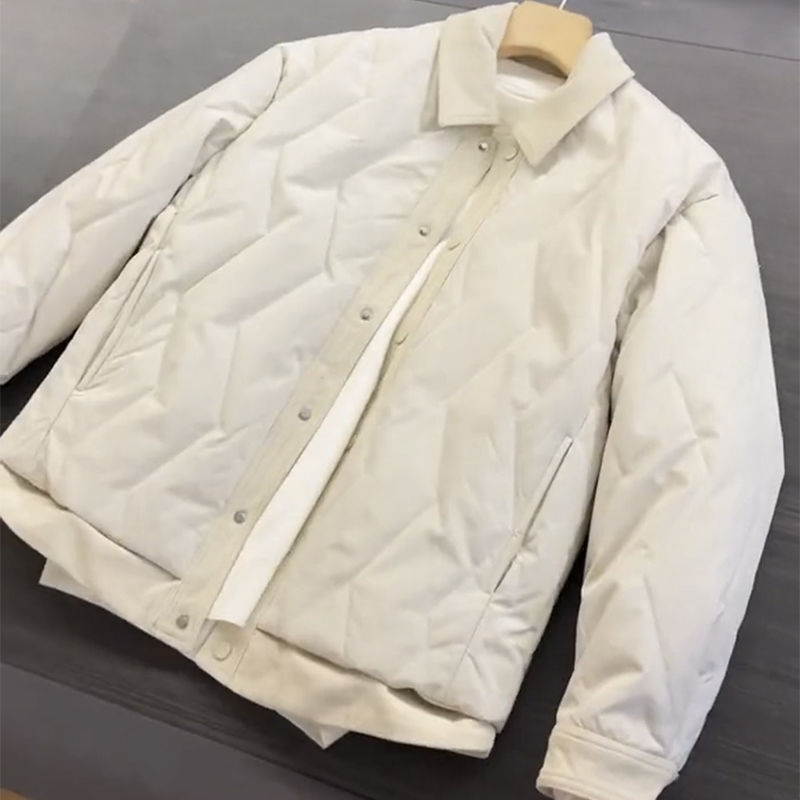 Men's Winter Lapel Color Matching Casual Cotton-padded Coat