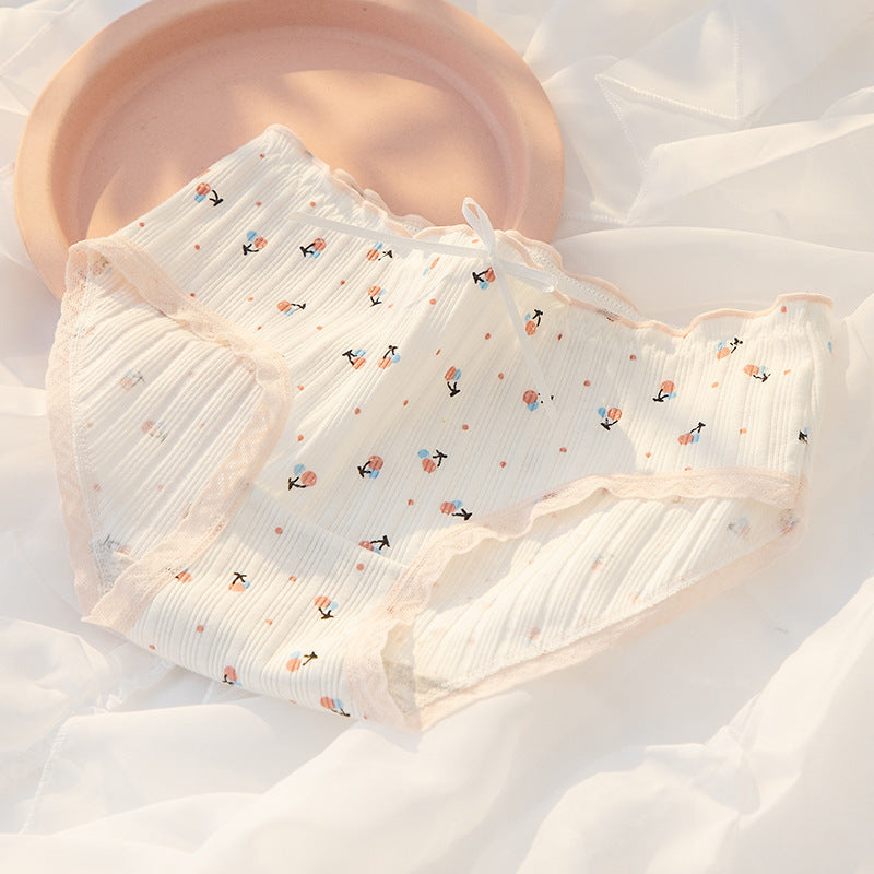 Ins Style Cotton Girls Panties Sweet Lace Bow
