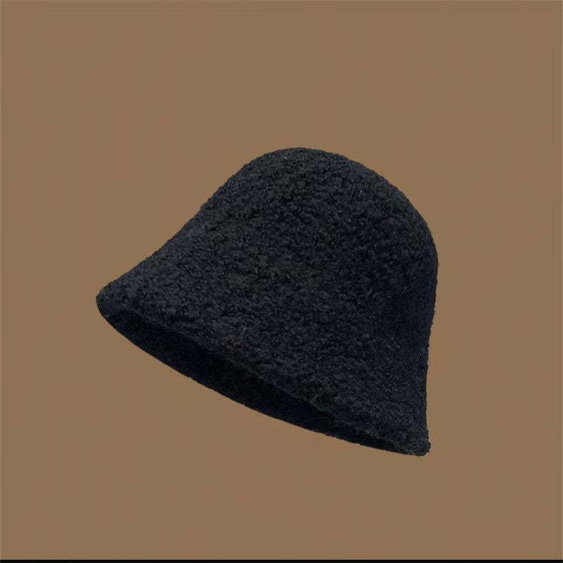 Face-flattering Solid-color Warm Bucket Hat