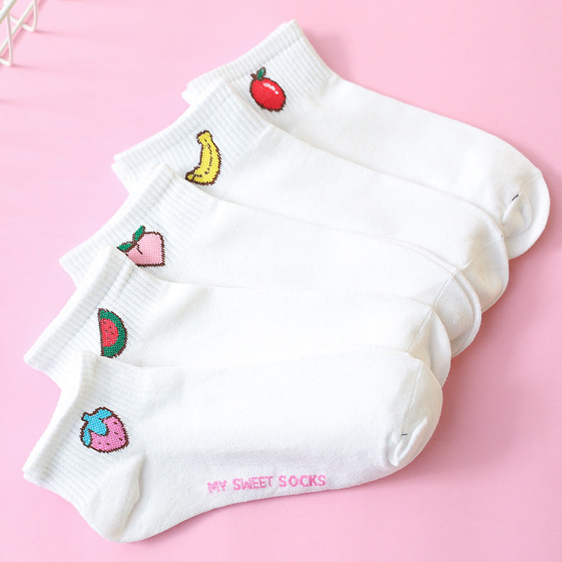 Cartoon Cute Women Short Socks Spring Summer Cotton Fruit Comfortable Socks 1 PairChina