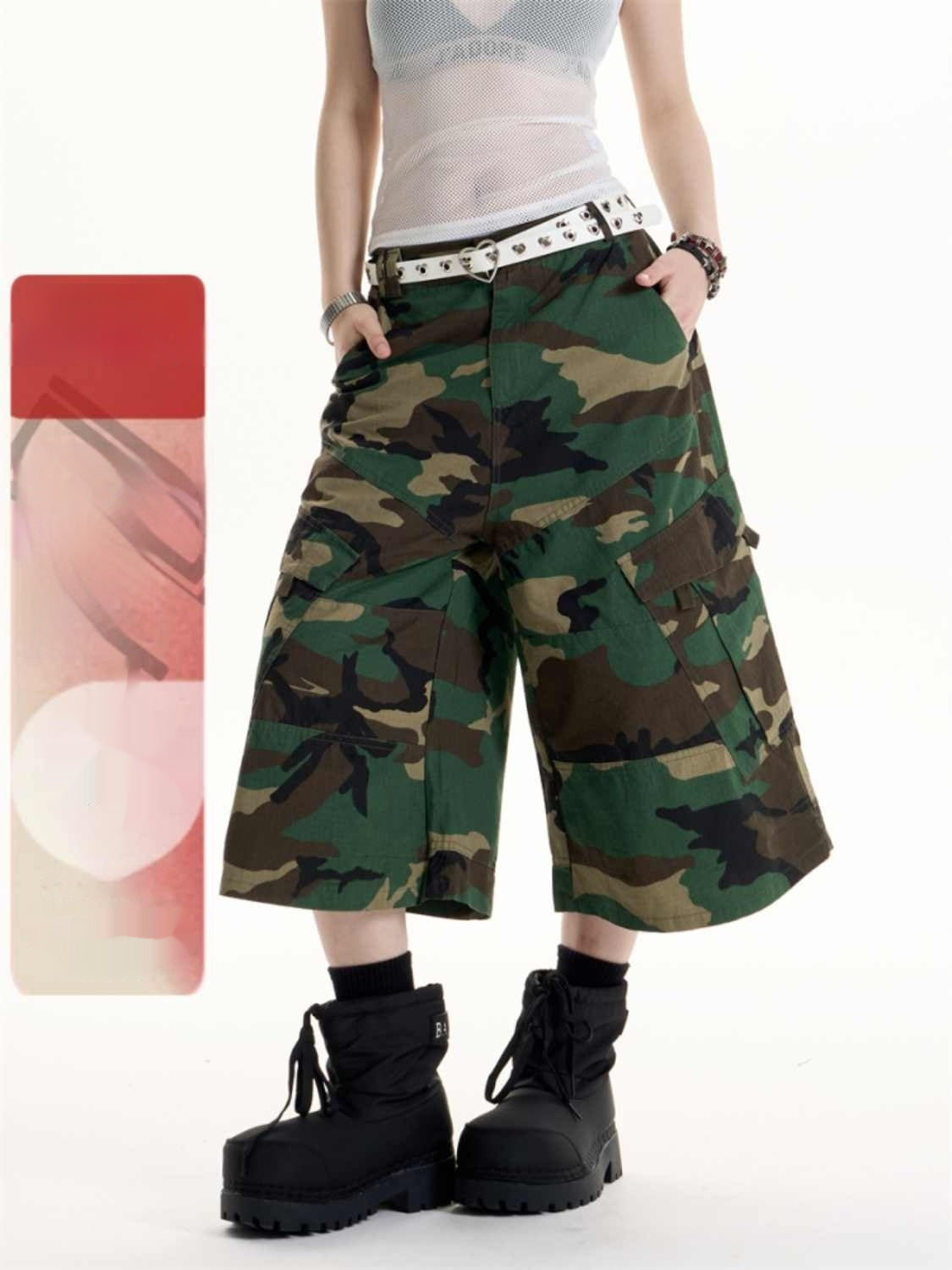 American Retro Simple Camouflage Cargo Pants