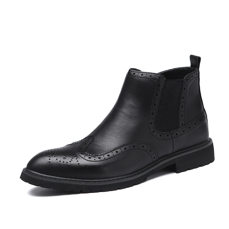 Carved Business Casual Cross-border Plus Size Short Boots Leather Boots