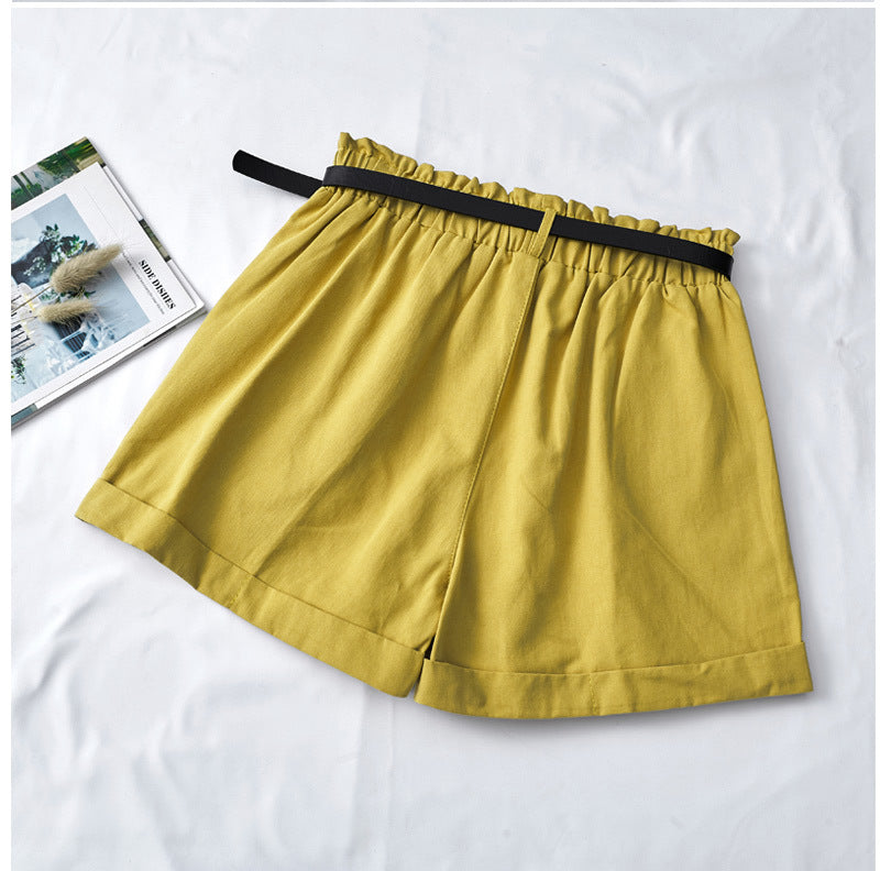 Temperament high waist curling hot pants