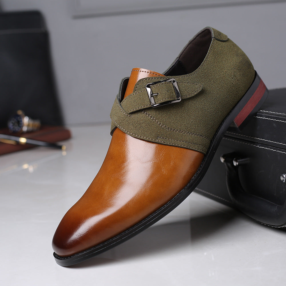 Fashion Business Large Size Color Matching Men's Leather Shoes