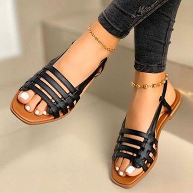 Flat round toe casual sandals women's plus size