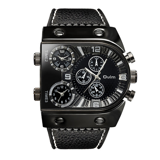Large dial multi-time zone men's watch quartz watch