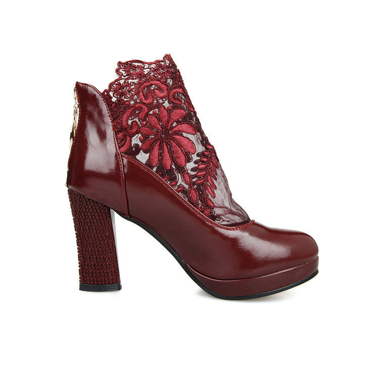 Platform high heel thick lace shoes