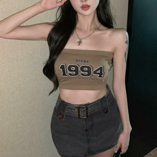 One-piece Slip Dress With No Straps Anti-slip Design For A Spicy Edgy Look