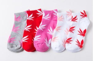 Trendy Cotton Hemp Leaf Sports Low-Cut Hip-Hop Boat Socks