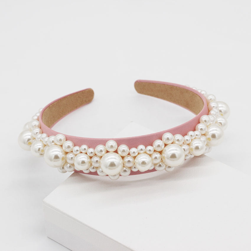 Braided large pearl hair band