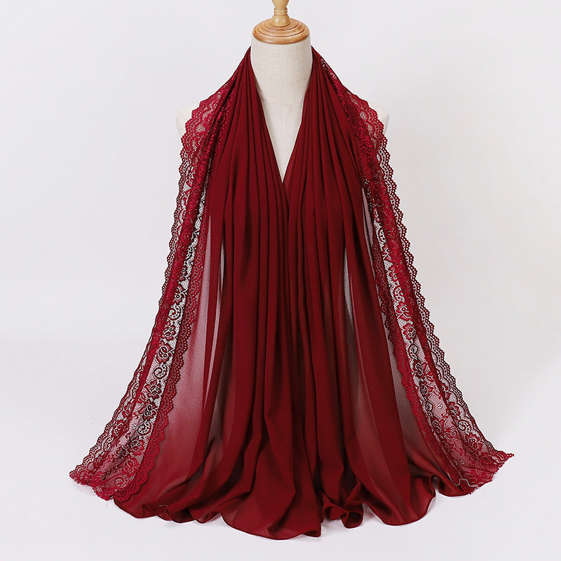 Pearl Chiffon Lace Women's Toe-covered Scarf