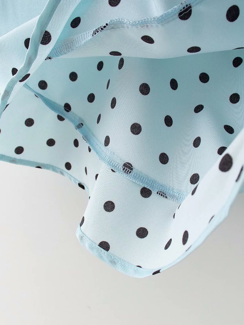 In summer , polka dot with floured flaring dot shorts