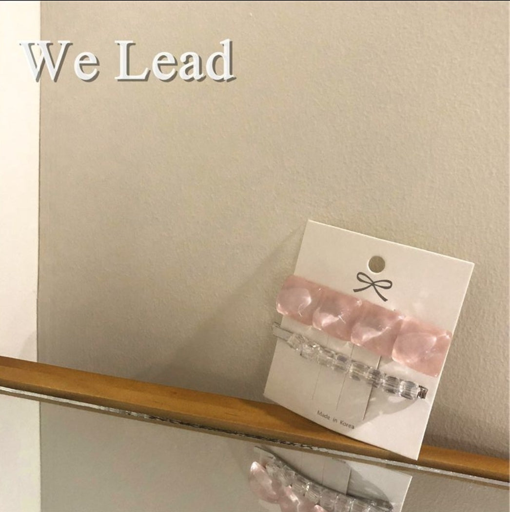 Square geometry transparent crystal hairpin set