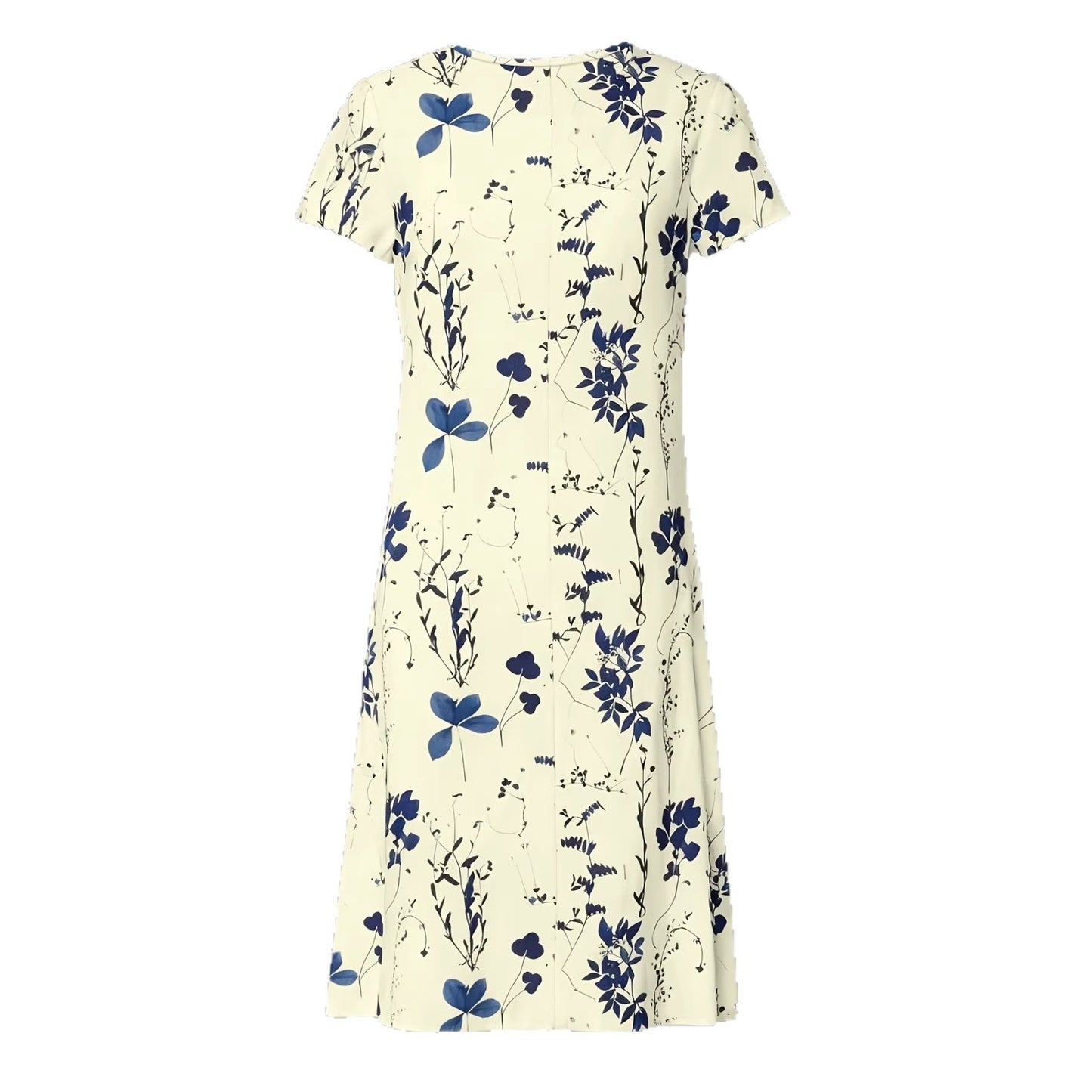 Printed Dress Summer Womens Plus-Size Fashionable Long Short-Sleeve Dress
