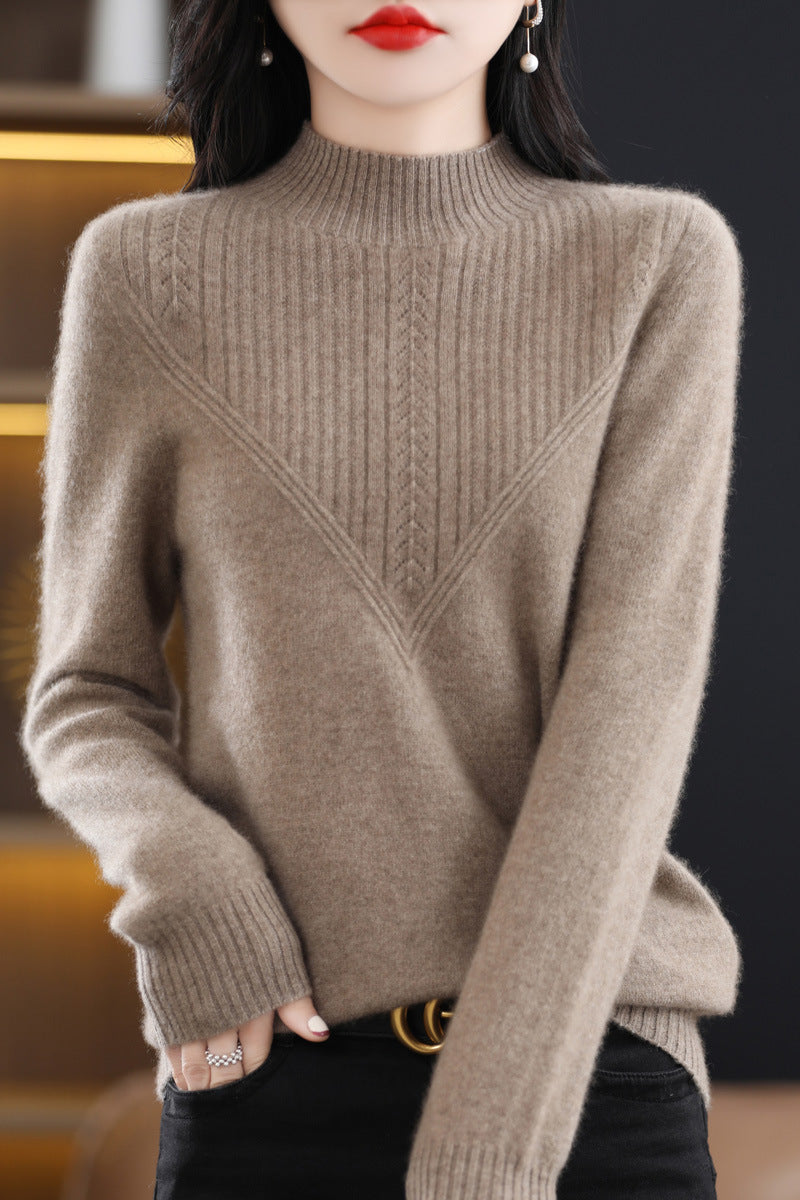 Front Line Færdiglavet Tøj Uld Halv Turtleneck Udhulet Sweater Underdel Top