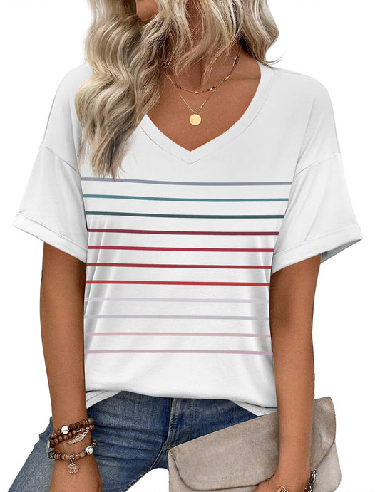 High Quality Striped Women's Short Sleeve