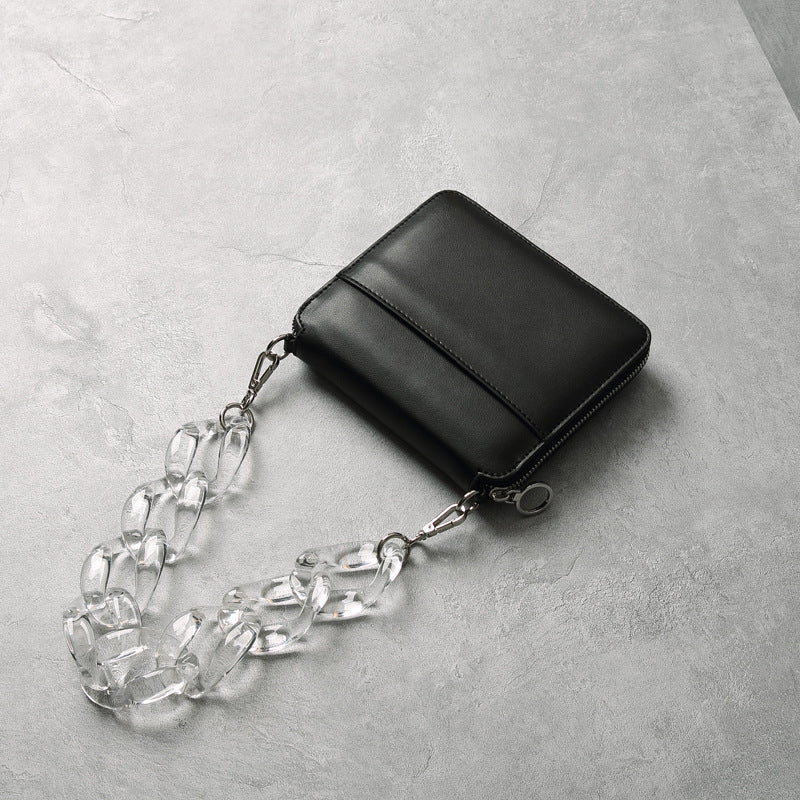 transparent chain portable crossbody ladies square bag