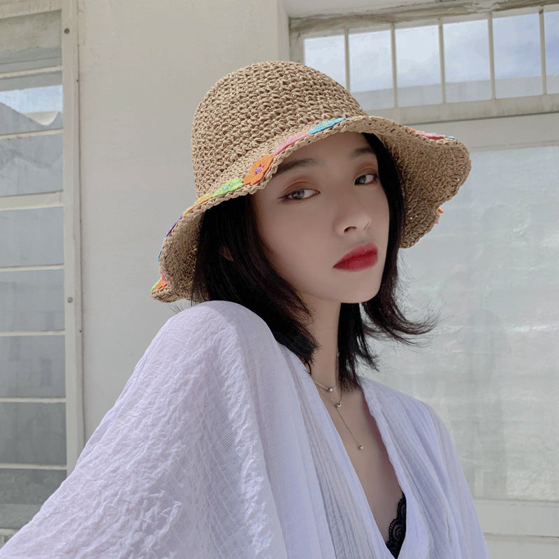 Small Flower Foldable Curling Sun Hat Beach Sun Hat Breathable Fisherman