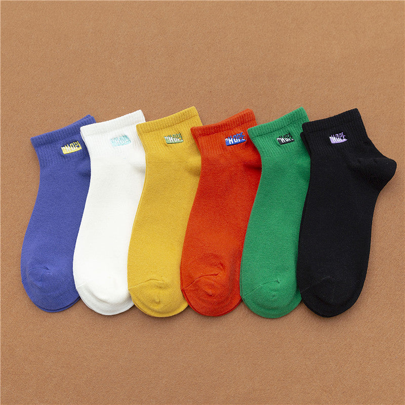 Female candy color boat socks