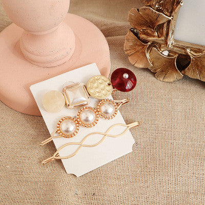 Vintage sweet pearl acetate bangs hairpin