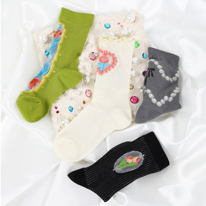 Retro Fashion Patterned Stockings Thin