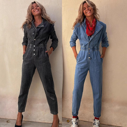 Personality Street Pocket Washed Women's Jumpsuit