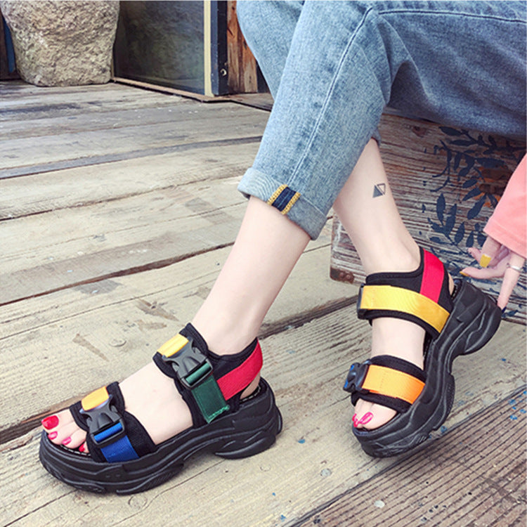 Korean Color Block Platform Platform Shoes