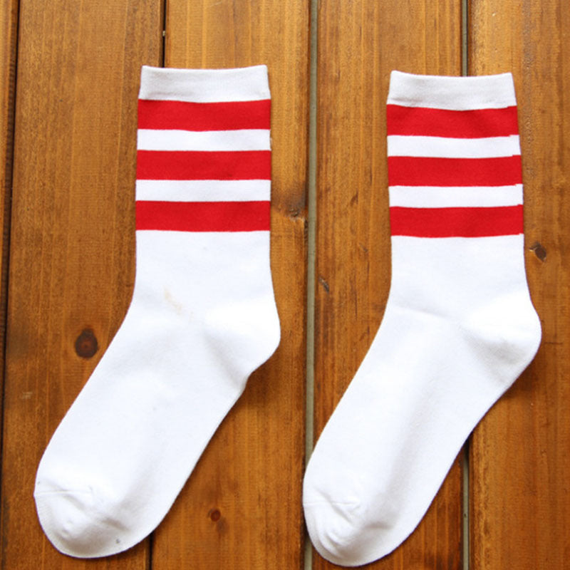 Cotton three bar striped socks