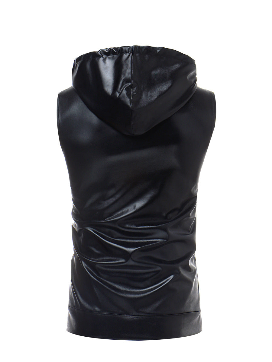 Fashion Dance Bright Hooded Drawstring Zipper Vest