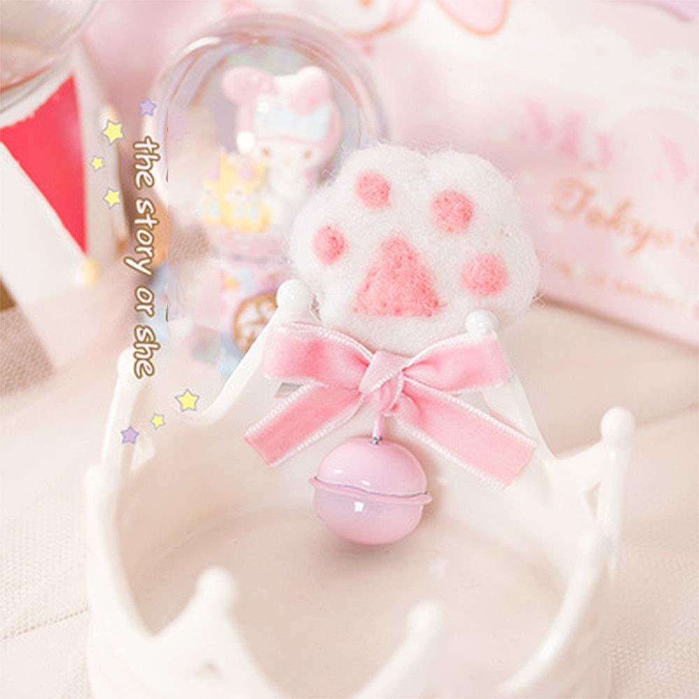 Handmade bow hairpin, bell side clip cat paw