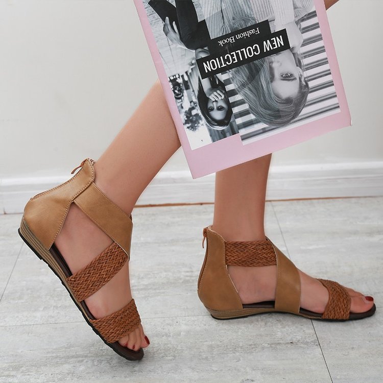 Cross straps Roman sandals colorblock