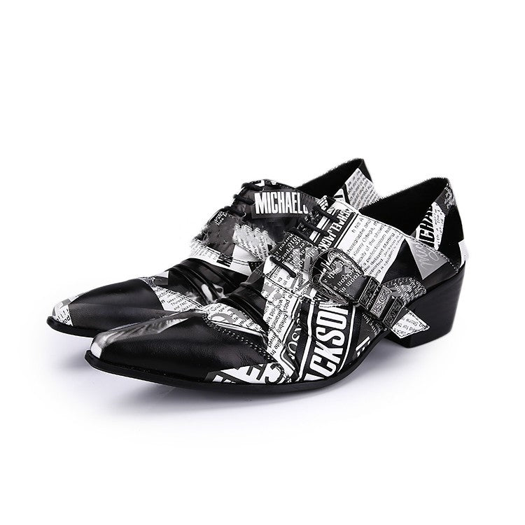 Cowhide Buckle Breathable Lace-up Men's Shoes