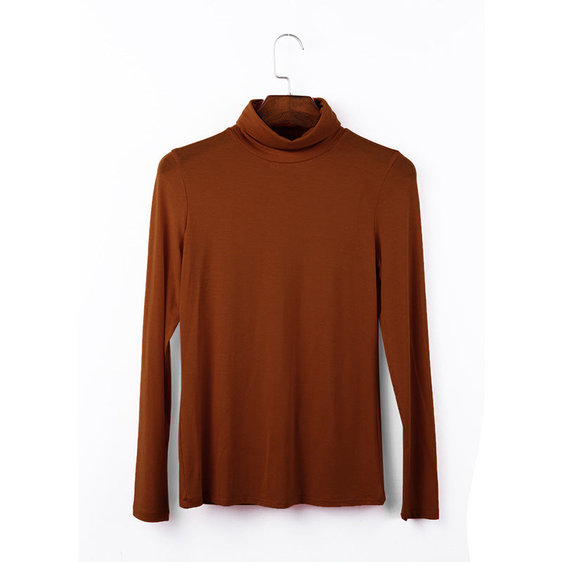Oversize Women's Long Sleeved T-shirt Solid Color High Collar Modal Undercoat