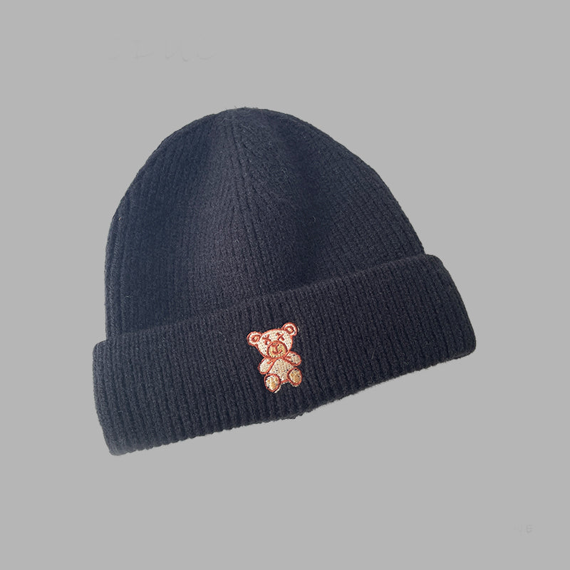 Solid Color Cute Bear Knitted Woolen Hat
