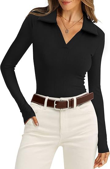 V-neck Rib Knit Sweater Slim Fit Fallwinter Top