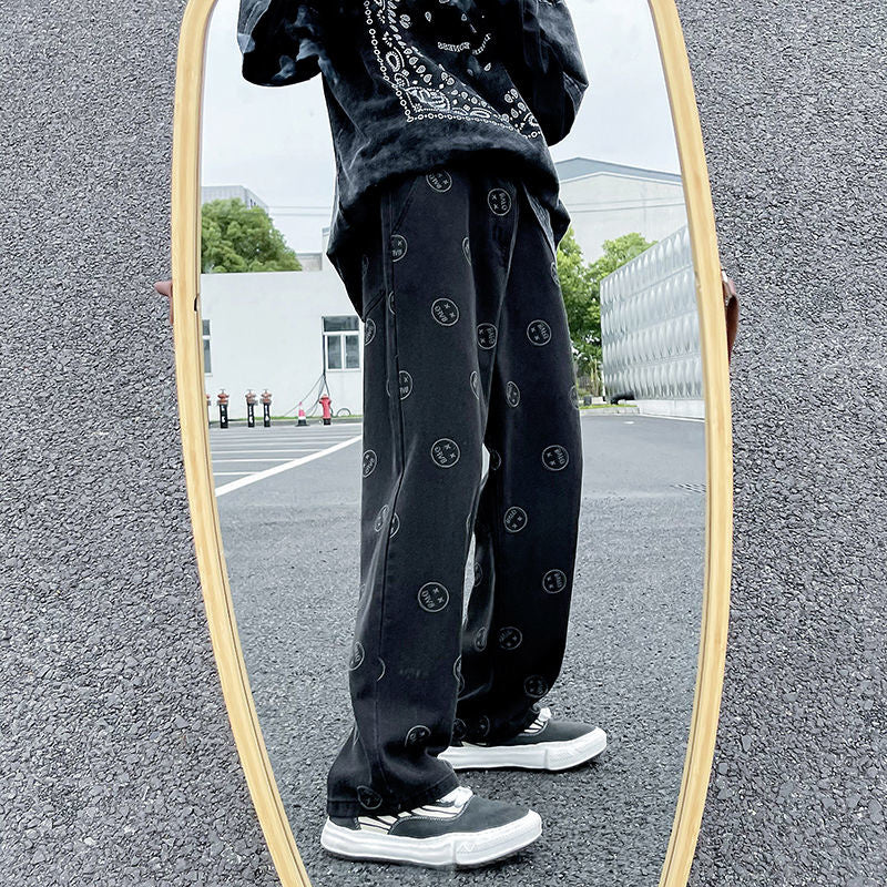 Herre Street Fashion Expression Print Løse Jeans