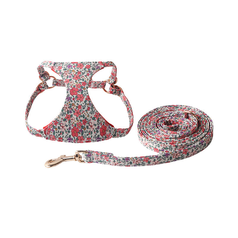 Super Beautiful Floral Series Pet Harness Suit With Hand Holding Rope