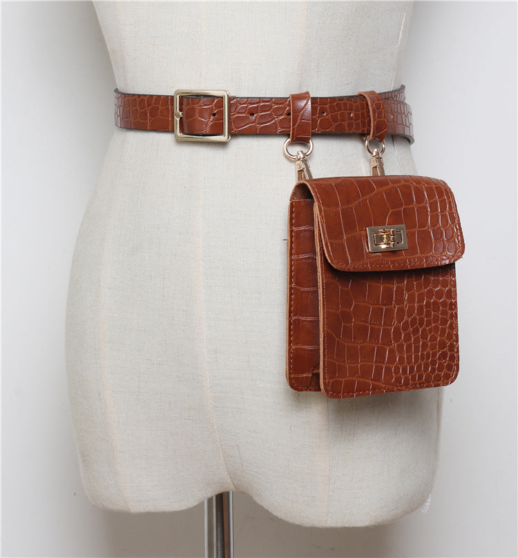Camel leather women's belt bag
