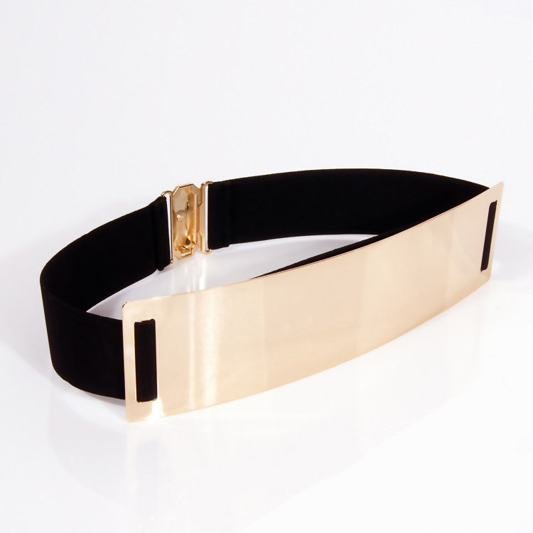 Mirror metal belt ladies elastic