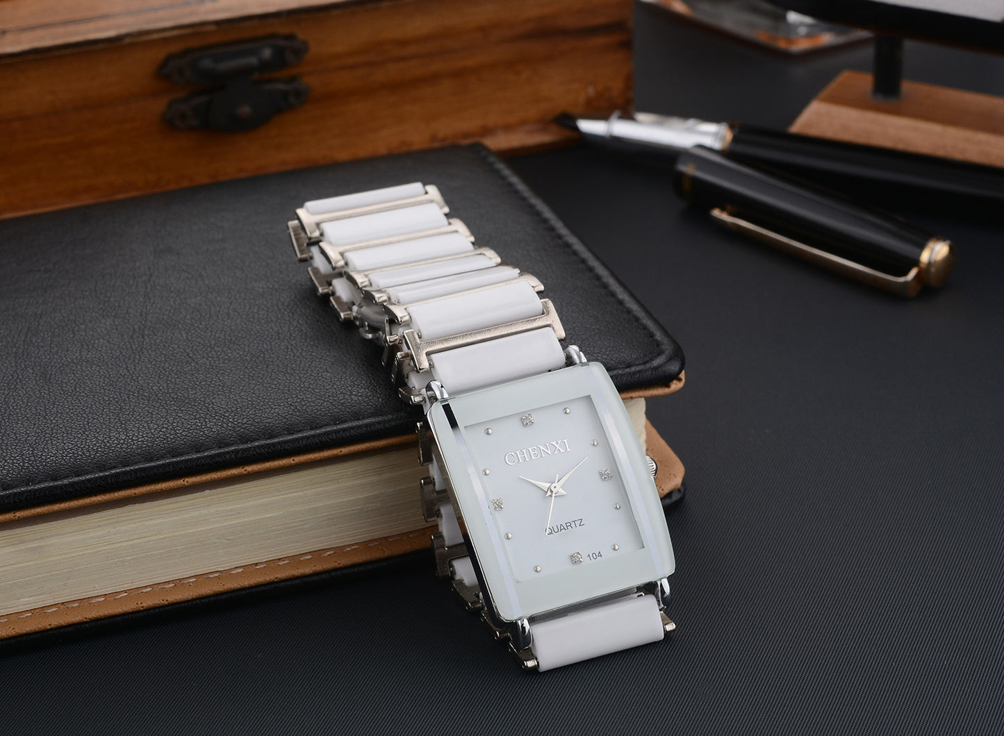 Couple's Square Diamond Set Quartz Watch