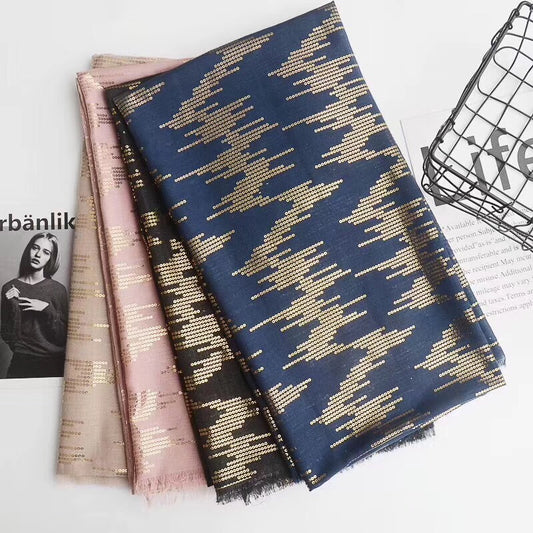 Tassel bronzing cotton and linen scarf
