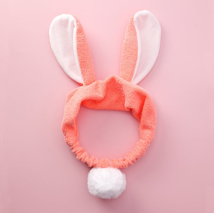 Net red popular wash hair band gray cute rabbit hair ball stereo rabbit ears hair band plush wash headband