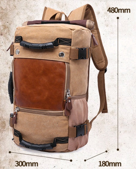 Large-capacity backpack canvas men's backpack multi-function shoulder computer backpack outdoor travel bag