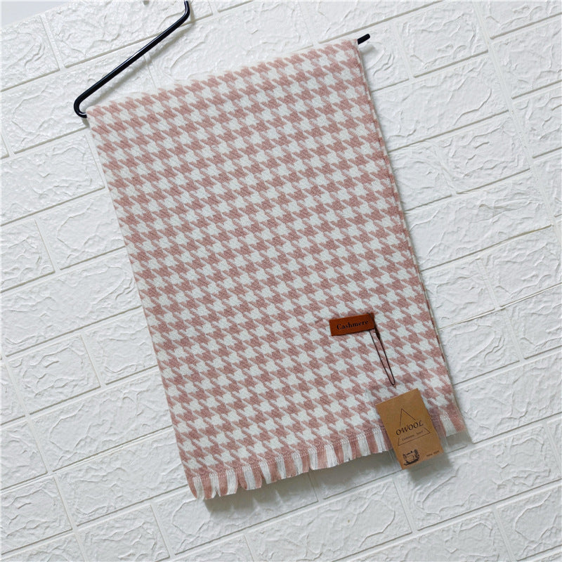 Imitation cashmere houndstooth scarf