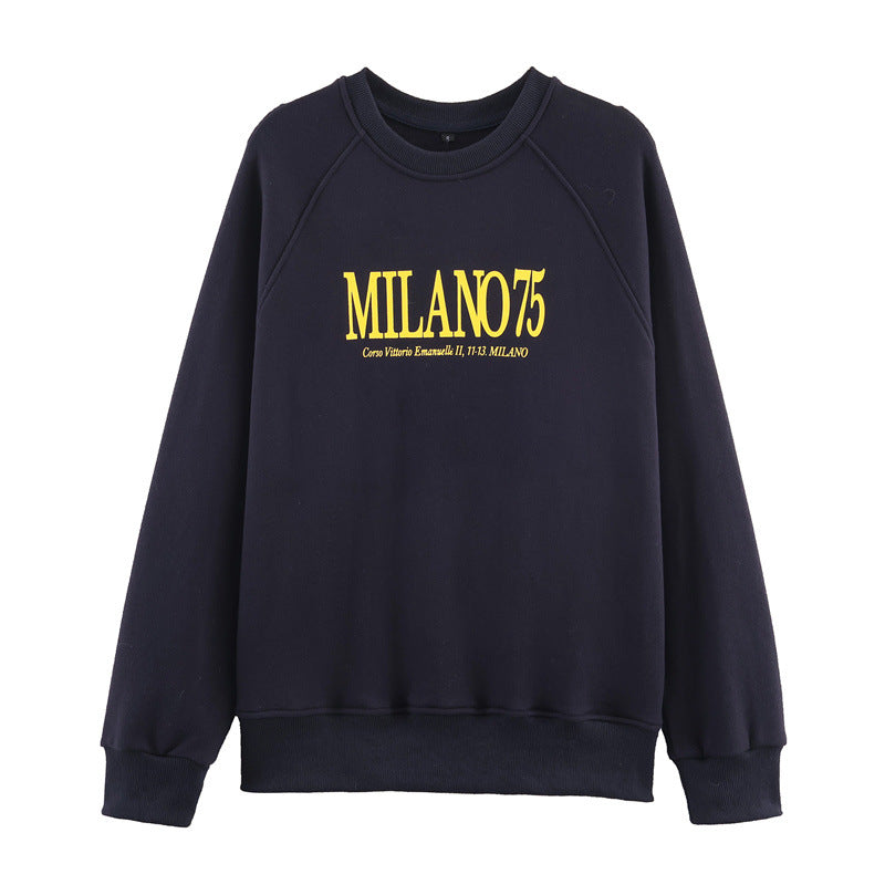 Sweatshirt til kvinder med rund hals og print