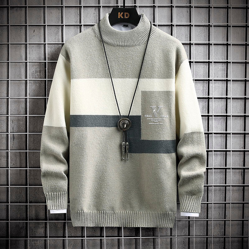 Sweater Men's Thickened Mink Velvet Loose Knit Shirt Mid-neck Line Clothing