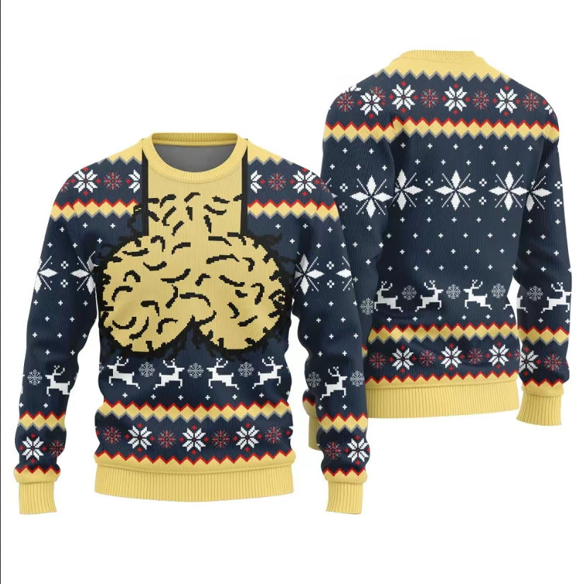 Christmas-themed Print Loose-fit Crewneck Sweater