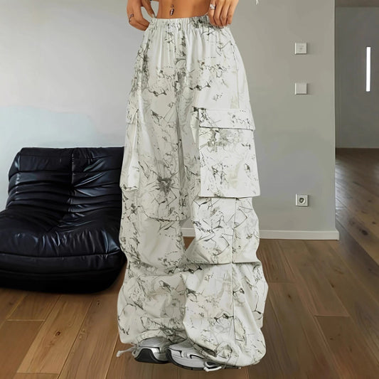 Womens Casual Camouflage Geometric-pattern Work Pants