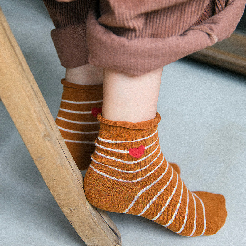 Love stripe curling in the tube socks cotton socks pile socks